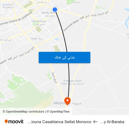 Hay Al-Baraka to Mediouna Casablanca Settat Morocco map