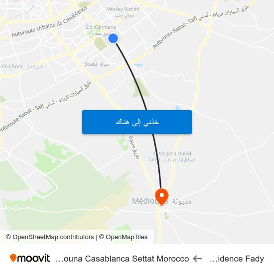 Résidence Fady to Mediouna Casablanca Settat Morocco map