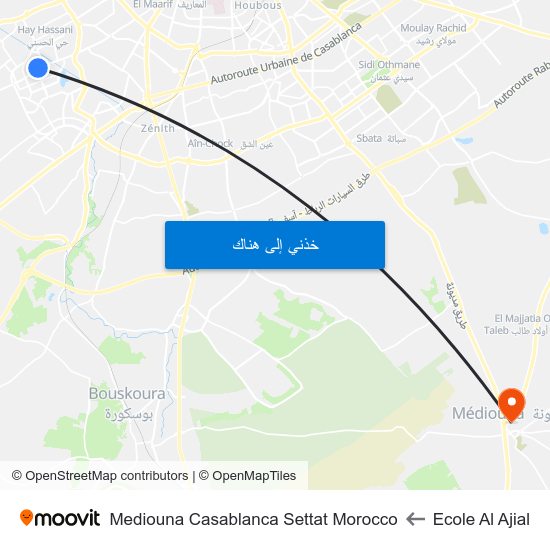 Ecole Al Ajial to Mediouna Casablanca Settat Morocco map