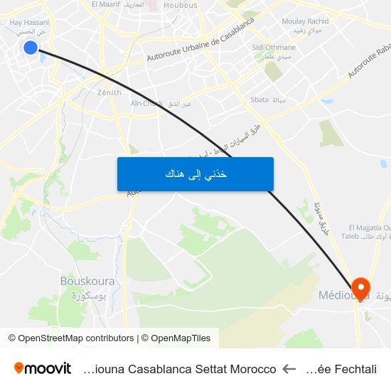 Lycée Fechtali to Mediouna Casablanca Settat Morocco map