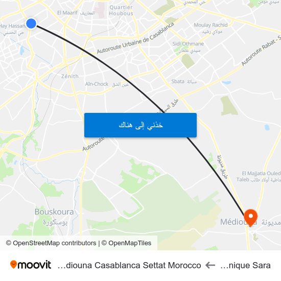 Clinique Sara to Mediouna Casablanca Settat Morocco map