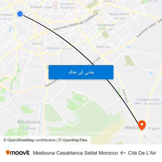 Cité De L'Air to Mediouna Casablanca Settat Morocco map