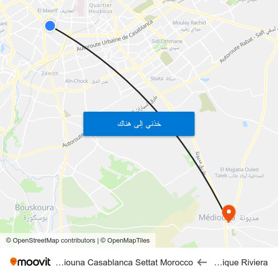 Clinique Riviera to Mediouna Casablanca Settat Morocco map