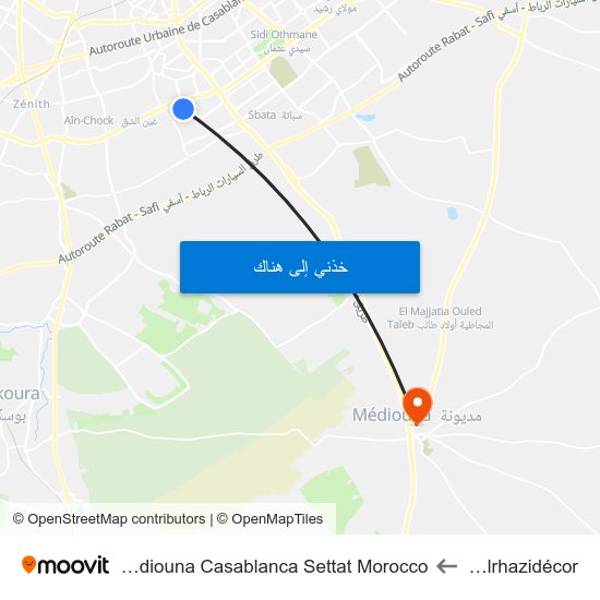 Belrhazidécor to Mediouna Casablanca Settat Morocco map