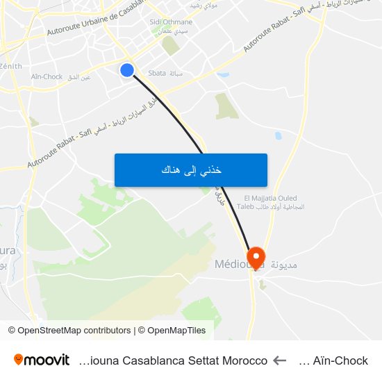 Rtm Aïn-Chock to Mediouna Casablanca Settat Morocco map