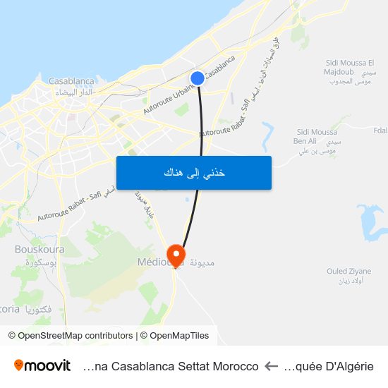 Mosquée D'Algérie to Mediouna Casablanca Settat Morocco map