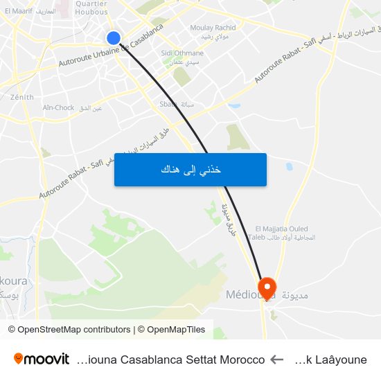 Souk Laâyoune to Mediouna Casablanca Settat Morocco map