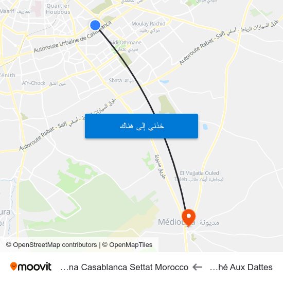 Marché Aux Dattes to Mediouna Casablanca Settat Morocco map