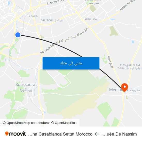 Mosquée De Nassim to Mediouna Casablanca Settat Morocco map