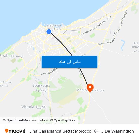 Rue De Washington to Mediouna Casablanca Settat Morocco map
