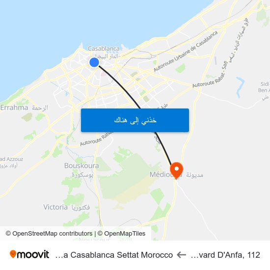 Boulevard D'Anfa, 112 to Mediouna Casablanca Settat Morocco map