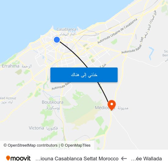 Lycée Wallada to Mediouna Casablanca Settat Morocco map