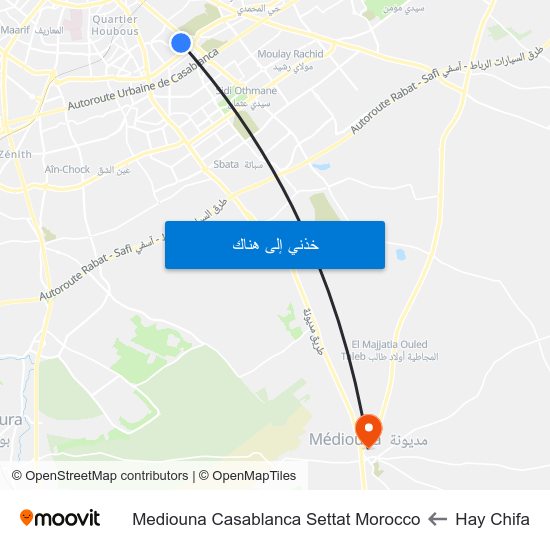 Hay Chifa to Mediouna Casablanca Settat Morocco map