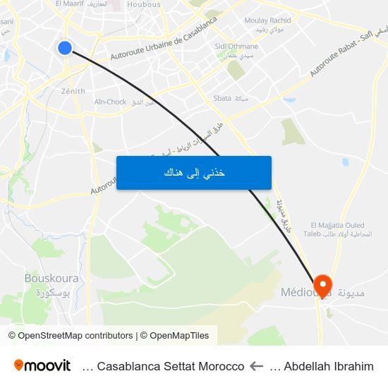 Shell - Abdellah Ibrahim to Mediouna Casablanca Settat Morocco map