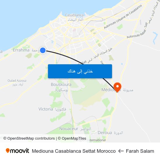 Farah Salam to Mediouna Casablanca Settat Morocco map