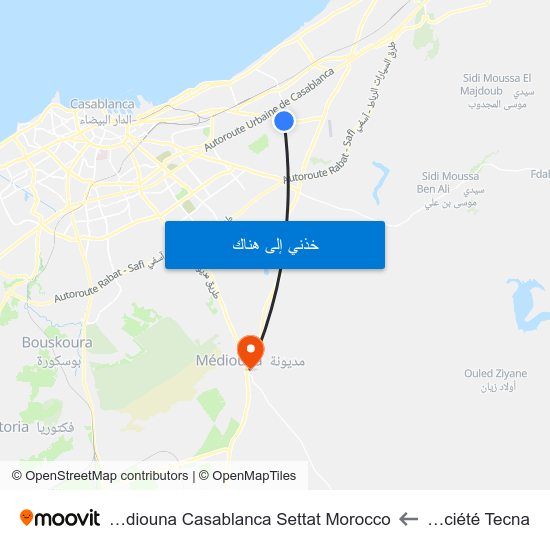 Société Tecna to Mediouna Casablanca Settat Morocco map