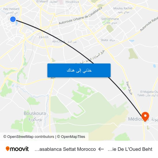 Pharmacie De L'Oued Beht to Mediouna Casablanca Settat Morocco map