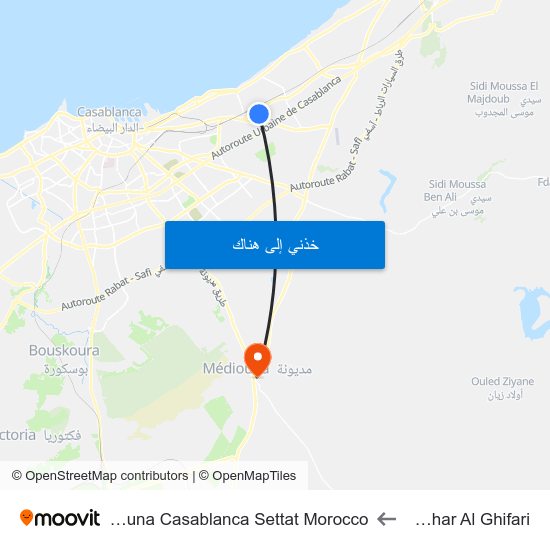 Abi Dhar Al Ghifari to Mediouna Casablanca Settat Morocco map