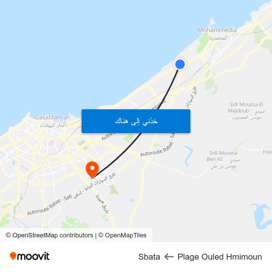Plage Ouled Hmimoun to Sbata map