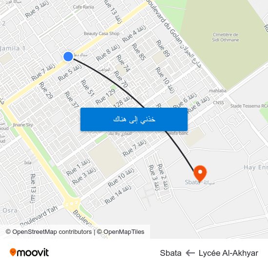 Lycée Al-Akhyar to Sbata map