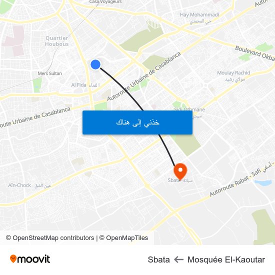 Mosquée El-Kaoutar to Sbata map