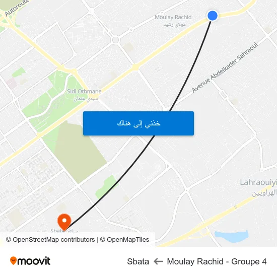 Moulay Rachid - Groupe 4 to Sbata map