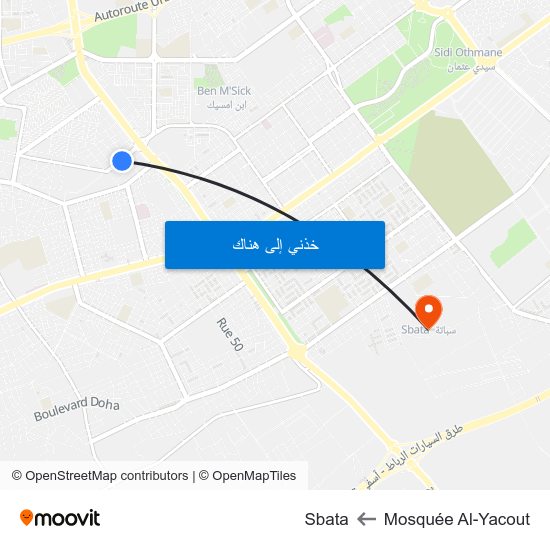 Mosquée Al-Yacout to Sbata map