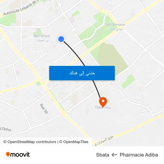 Pharmacie Adiba to Sbata map