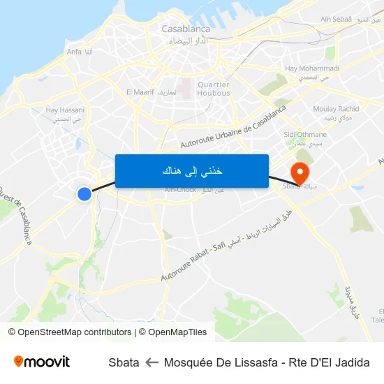 Mosquée De Lissasfa - Rte D'El Jadida to Sbata map