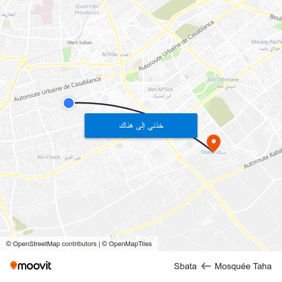 Mosquée Taha to Sbata map