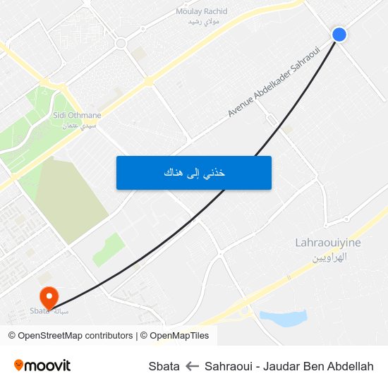 Sahraoui - Jaudar Ben Abdellah to Sbata map