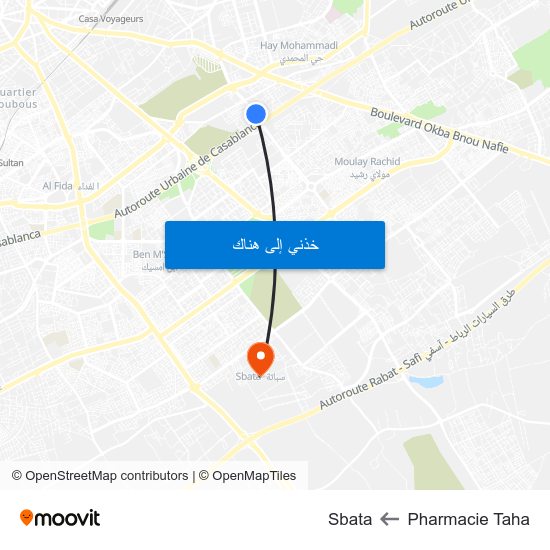 Pharmacie Taha to Sbata map