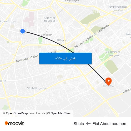 Fiat Abdelmoumen to Sbata map
