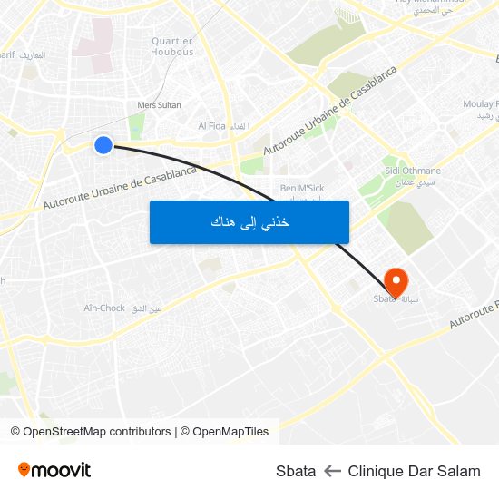 Clinique Dar Salam to Sbata map