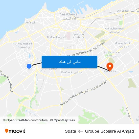 Groupe Scolaire Al Amjad to Sbata map