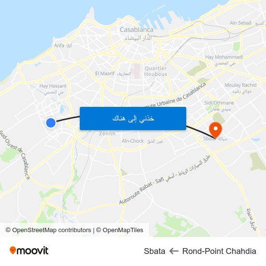 Rond-Point Chahdia to Sbata map