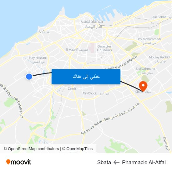 Pharmacie Al-Atfal to Sbata map