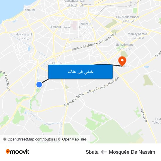 Mosquée De Nassim to Sbata map