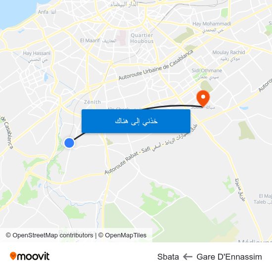 Gare D'Ennassim to Sbata map