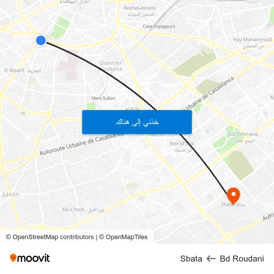 Bd Roudani to Sbata map