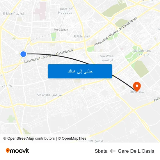 Gare De L'Oasis to Sbata map