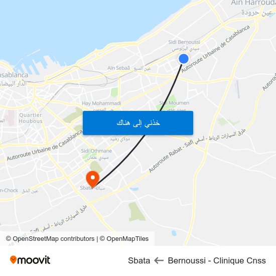 Bernoussi - Clinique Cnss to Sbata map