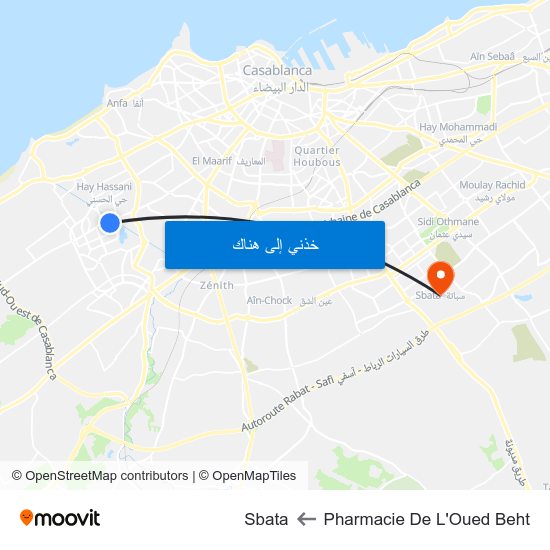 Pharmacie De L'Oued Beht to Sbata map