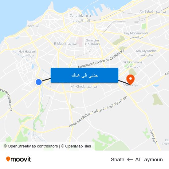 Al Laymoun to Sbata map