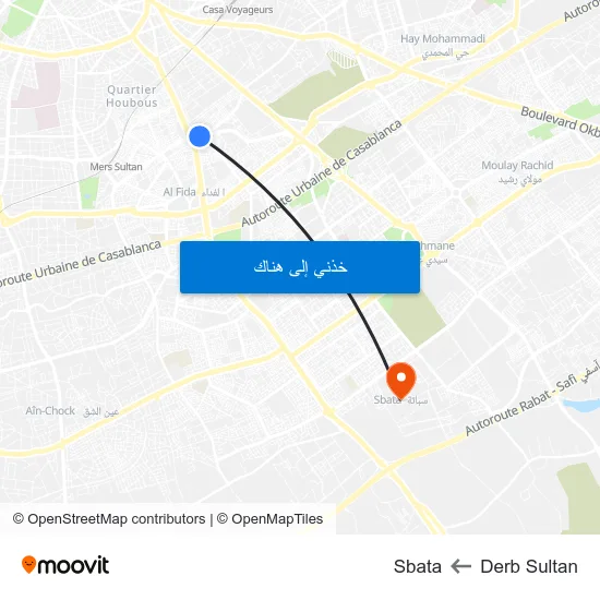 Derb Sultan to Sbata map