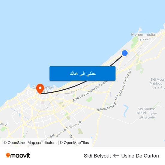 Usine De Carton to Sidi Belyout map