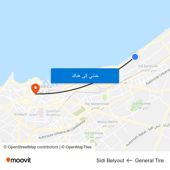 General Tire to Sidi Belyout map