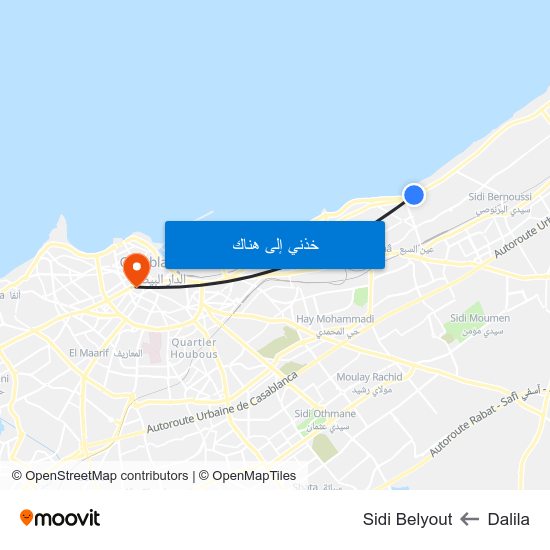 Dalila to Sidi Belyout map