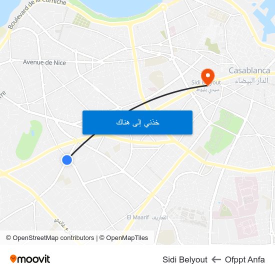Ofppt Anfa to Sidi Belyout map