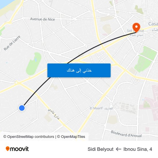 Ibnou Sina, 4 to Sidi Belyout map